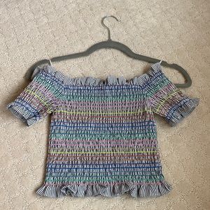 Storia crop rainbow stripe top